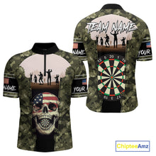 Load image into Gallery viewer, Camo US Flag Skull Skeleton Silhouette Dart Shirts For Men, Custom Dart Jerseys NYN0046