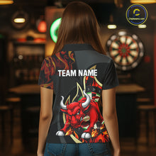 Load image into Gallery viewer, DartsPersonalized Bull Red Flames Darts Polo &amp; 1/4-Zip Shirt For Women Funny Dart Team Dart Jerseys NYN2962