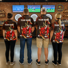 Load image into Gallery viewer, DartsPersonalized Bull Red Flames Darts Polo &amp; 1/4-Zip Shirt For Women Funny Dart Team Dart Jerseys NYN2962