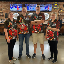 Load image into Gallery viewer, DartsPersonalized Bull Red Flames Darts Polo &amp; 1/4-Zip Shirt For Women Funny Dart Team Dart Jerseys NYN2962