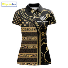 Load image into Gallery viewer, Black &amp; Gold Tribal 8 Ball Pool Shirts Custom Women Billiard Polo &amp; 1/4 Zip Shirt Billiard Team Jerseys NYN2970