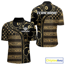 Load image into Gallery viewer, Black &amp; Gold Tribal 8 Ball Pool Shirts Custom Men Billiard Polo &amp; 1/4 Zip Shirt Billiard Team Jerseys NYN2970
