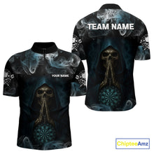 Load image into Gallery viewer, The Reaper &amp; Dartboard Smoke Pattern Darts Team Shirt For Men – Customizable Name NYN0390
