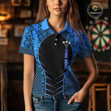 Load image into Gallery viewer, Custom Black And Blue Snake Pattern Cobra Dart Women Polo Shirt, Dart Jerseys NYN1550