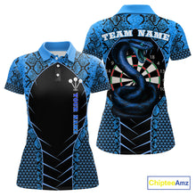 Load image into Gallery viewer, Custom Black And Blue Snake Pattern Cobra Dart Women Polo Shirt, Dart Jerseys NYN1550