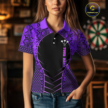 Load image into Gallery viewer, Custom Black And Purple Snake Pattern Cobra Dart Women Polo Shirt, Dart Jerseys NYN1551