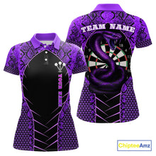 Load image into Gallery viewer, Custom Black And Purple Snake Pattern Cobra Dart Women Polo Shirt, Dart Jerseys NYN1551