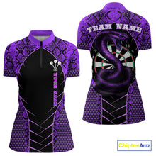 Load image into Gallery viewer, Custom Black And Purple Snake Pattern Cobra Dart Women Quarter-Zip Shirt, Dart Jerseys NYN1551