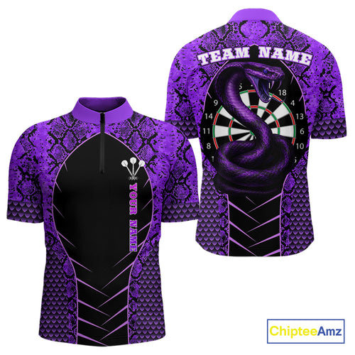 Custom Black And Purple Snake Pattern Cobra Dart Men Quarter-Zip Shirt, Dart Jerseys NYN1551