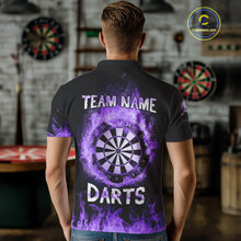Load image into Gallery viewer, Custom Purple Fire Skull Multi-Flame Dartboard Dart Men Polo Shirts, Dart Team Jerseys NYN1554