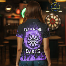 Load image into Gallery viewer, Custom Purple Fire Skull Multi-Flame Dartboard Dart Women Polo Shirts, Dart Team Jerseys NYN1554