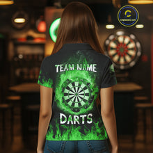 Load image into Gallery viewer, Custom Green Fire Skull Multi-Flame Dartboard Dart Women Polo Shirts, Dart Team Jerseys NYN1555