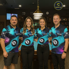 Load image into Gallery viewer, Grunge Splatter Teal Ball 8 Billiard Shirts For Women Personalized Billiard Attire Gifts NYN2327