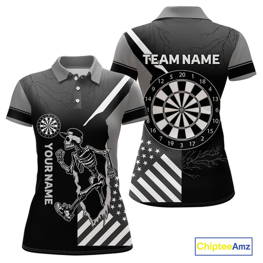 Skeleton Running Black Pattern Dartboards Dart Shirts For Women, Dart Jerseys NYN0055