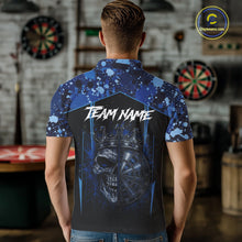 Load image into Gallery viewer, Crown Skull Splatter Paint Dartboard Darts Shirt For Men Custom Blue Splatter Dart Team Jerseys NYN3165