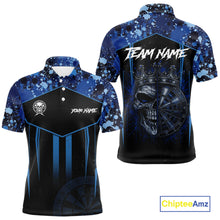 Load image into Gallery viewer, Crown Skull Splatter Paint Dartboard Darts Shirt For Men Custom Blue Splatter Dart Team Jerseys NYN3165