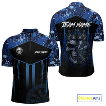 Load image into Gallery viewer, Crown Skull Splatter Paint Dartboard Darts Shirt For Men Custom Blue Splatter Dart Team Jerseys NYN3165