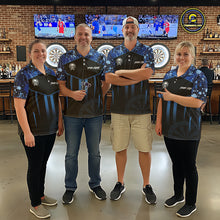 Load image into Gallery viewer, Crown Skull Splatter Paint Dartboard Darts Shirt For Men Custom Blue Splatter Dart Team Jerseys NYN3165
