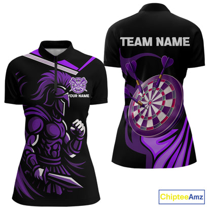 Custom Black And Purple Dartboard Warriors Darts Shirt For Women Outfits Dart Team Shirt NYN0397
