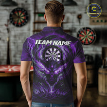 Load image into Gallery viewer, Lightning Purple &amp; Grey Dragon Skull Dartboard Custom Men Darts Polo Shirt, Dart Jerseys NYN1809