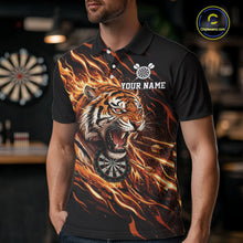Load image into Gallery viewer, Orange Flaming Tiger Funny Darts Custom Men's Dart Polo Shirts Team Dart League Jerseys NYN2076