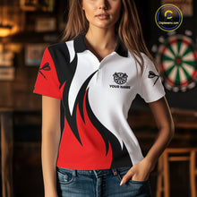 Load image into Gallery viewer, Keep Calm &amp; Play Darts Custom Black-Red Dartboard Dart Shirts For Women Dart Team Jerseys NYN0061