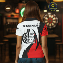 Load image into Gallery viewer, Keep Calm &amp; Play Darts Custom Black-Red Dartboard Dart Shirts For Women Dart Team Jerseys NYN0061
