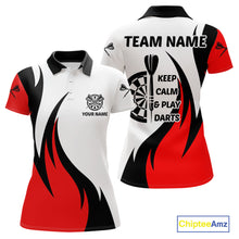 Load image into Gallery viewer, Keep Calm &amp; Play Darts Custom Black-Red Dartboard Dart Shirts For Women Dart Team Jerseys NYN0061