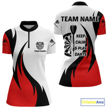 Load image into Gallery viewer, Keep Calm &amp; Play Darts Custom Black-Red Dartboard Dart Shirts For Women Dart Team Jerseys NYN0061