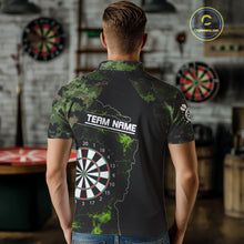 Load image into Gallery viewer, Camo Pattern Green With Flame Dartboard Dart Shirts For Men, Custom Dart Jerseys NYN0063