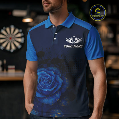 Dripping Dartboard & Navy Roses Darts Shirt For Men - Customizable Name & Team NYN0410