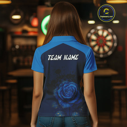 Dripping Dartboard & Navy Roses Darts Shirt For Women - Customizable Name & Team NYN0410
