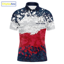 Load image into Gallery viewer, American flag splatter mens golf polo patriotic golf top