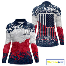 Load image into Gallery viewer, American Flag 250Th Anniversary Women Golf Polo Shirt Custom Splatter Patriotic Golf Tops NYN3385