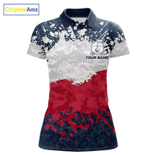 Load image into Gallery viewer, American flag splatter womens golf polo patriotic golf top