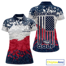 Load image into Gallery viewer, American flag splatter womens golf polo patriotic golf top