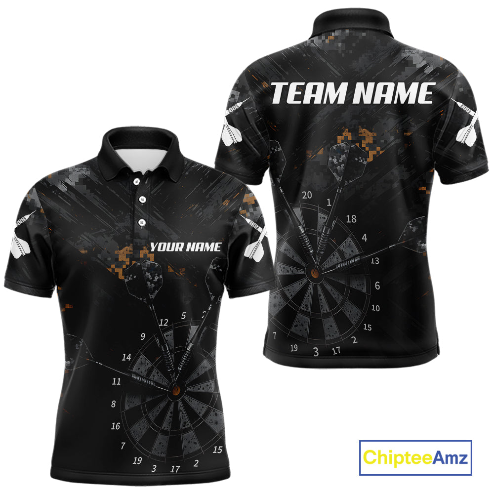 Black Grunge Digital Camouflage Darts Custom Dart Polo Shirt Men Dart Tournament Jerseys NYN2090