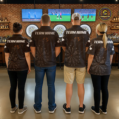 Black Grunge Digital Camouflage Darts Custom Dart Polo Shirt Women Dart Tournament Jerseys NYN2090