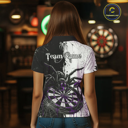 Personalized Black & Purple Dripping Spider Women Dart Polo Shirts Custom Dart League Jerseys NYN2096