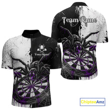 Load image into Gallery viewer, Personalized Black &amp; Purple Dripping Spider Men Dart Quarter-Zip Shirts Custom Dart League Jerseys NYN2096
