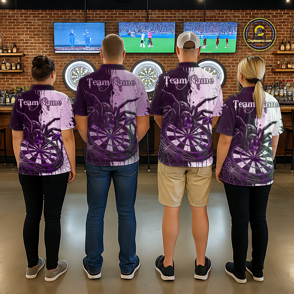 Personalized Black & Purple Dripping Spider Women Dart Polo Shirts Custom Dart League Jerseys NYN2096
