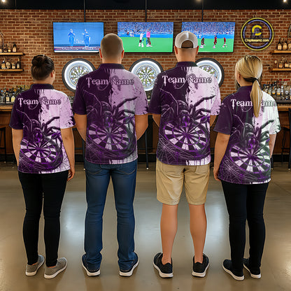 Personalized Black & Purple Dripping Spider Women Dart Polo Shirts Custom Dart League Jerseys NYN2096