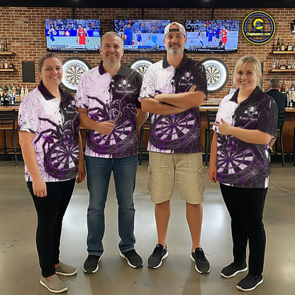 Personalized Black & Purple Dripping Spider Women Dart Polo Shirts Custom Dart League Jerseys NYN2096