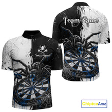 Load image into Gallery viewer, Personalized Black &amp; Blue Dripping Spider Men Dart Quarter-Zip Shirts Custom Dart League Jerseys NYN2097