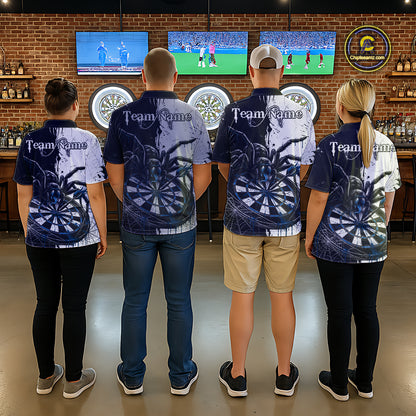 Personalized Black & Blue Dripping Spider Men Dart Polo Shirts Custom Dart League Jerseys NYN2097