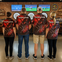 Load image into Gallery viewer, Personalized Black &amp; Red Grunge Dartboard &amp; Arrow Men Darts Polo Shirt Custom Dart Team Jersey NYN2618