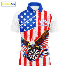 Load image into Gallery viewer, Personalized Eagle US Flag Patriotic Men Darts Polo Shirt Custom Freedom-Day Dart Team Jersey NYN2620