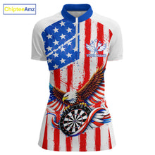 Load image into Gallery viewer, Personalized Eagle US Flag Patriotic Women Darts Quarter-Zip Shirt Custom Freedom-Day Dart Team Jersey NYN2620