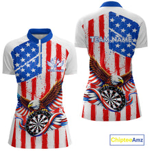 Load image into Gallery viewer, Personalized Eagle US Flag Patriotic Women Darts Quarter-Zip Shirt Custom Freedom-Day Dart Team Jersey NYN2620