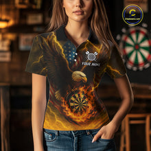 Load image into Gallery viewer, Custom Yellow Lightning Flame Dartboard Polo Darts Shirt For Women Outfit Dart Team Jersey NYN1311